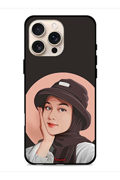 Tolwak غطاء حماية لجهاز Apple iPhone 16 Pro بتصميم فتاة قبعة لطيفة ورسم فني