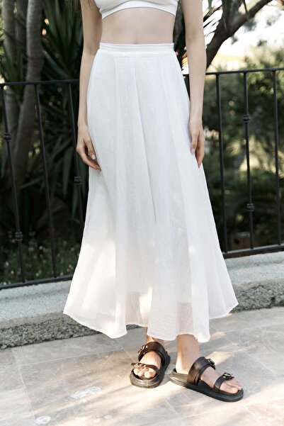 BOHEMAİ Fusta lungă Ecru Volan Seonag