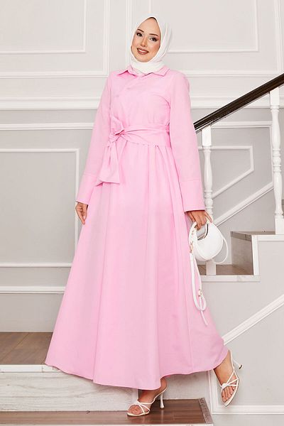 EBRUTESETTÜR Mobile Belted Shirt Collar Dress