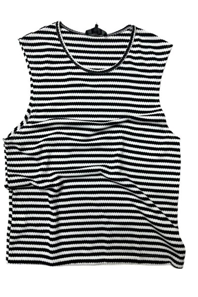 BY FAS MAN Men's Black-White Striped Knitwear Undershirt – 100% Cotton – Oversize