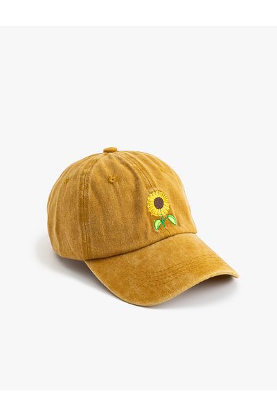 Koton Cotton Sunflower Embroidered Cap Hat