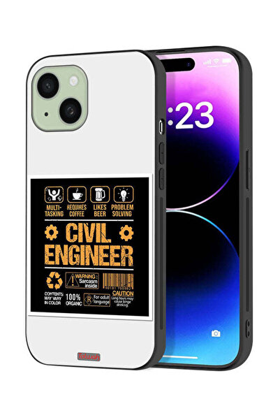Tolwak غطاء حماية لجهاز Apple iPhone 15 Plus، ملصق مهندس مدني