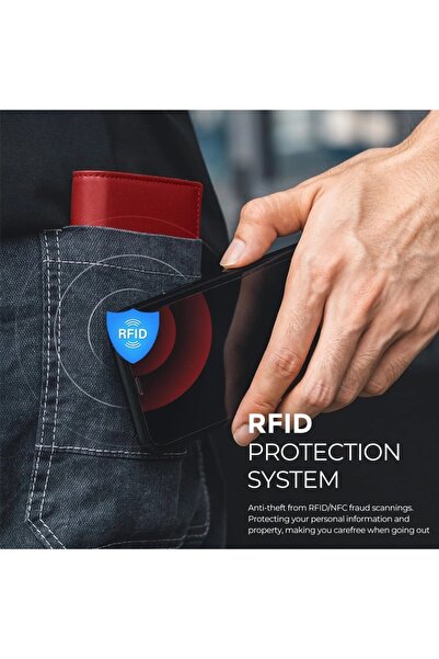 iUni P2 RFID Wallet, 10 cards, Grena Red