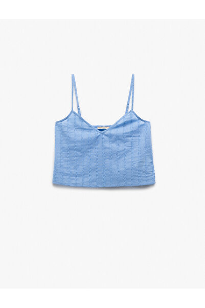 Koton Top de pijama cu bretele subțiri texturate cu decolteu în V