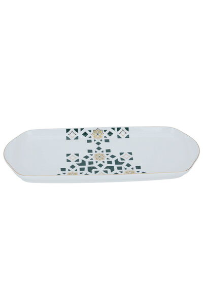 Alsaif Gallery Saif Gallery Porcelain Dessert Plate, Rectangular, 397 ml - White