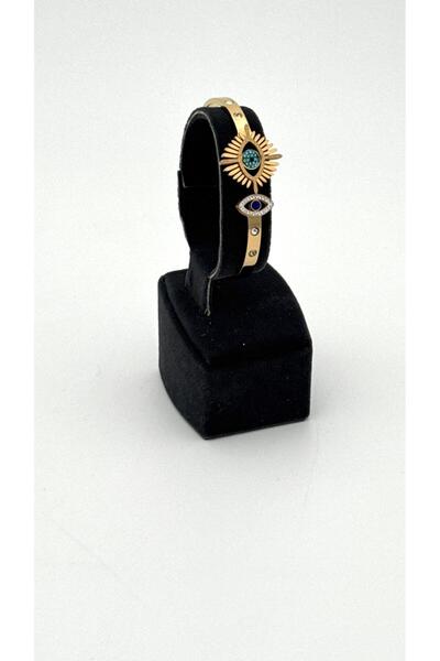 ELİOSA سوار من الفولاذ المقاوم للصدأ بتفاصيل حجرية زرقاء ذهبية اللون