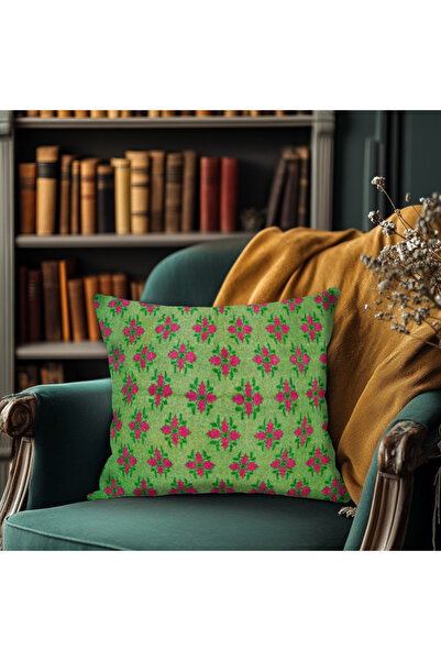 TURKISHRUG KINGDOM وسادة مزخرفة بنمط السجاد العرقي - ملمس مصنوع يدويًا