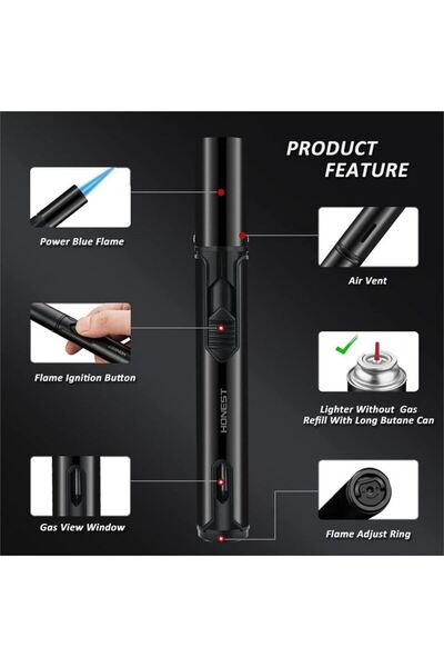 Cantayurdu Honest 1300 Derece Torklu Pürmüz Kalem Çakmak Siyah