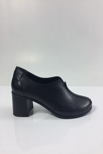 Tabak Deri Genuine Leather Semi-Orthopedic Ultra Soft, Comfortable and Lightweight Daily Stylish Heeled Comfort Shoes - Black