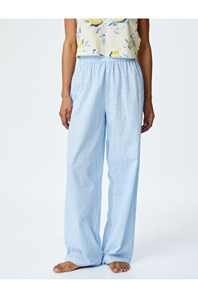 Koton Elastic Waist Cotton Striped Relaxed Fit Pajama Bottoms