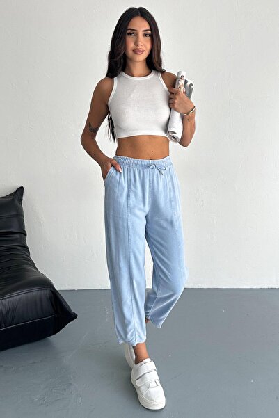 İstangül Butik Памучен панталон с шарка "Морков" и мотив "Drift Wash"