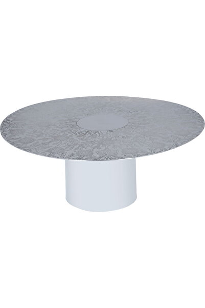 Generic Al Saif Gallery steel cake stand, 12 x 30 cm, round, engraved with ba...