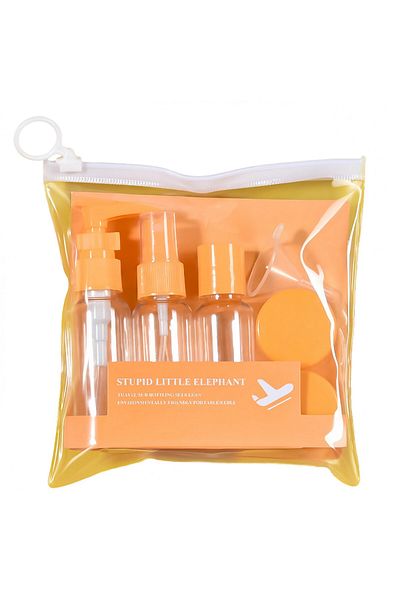 Flippy Set de 5 recipiente cosmetice, cu geantă, format de călătorie, reutilizabile, portocaliu