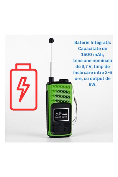 FİAPFO Multifunctional Solar Bluetooth Speaker with FM Radio, Flashlight, USB - Yellow