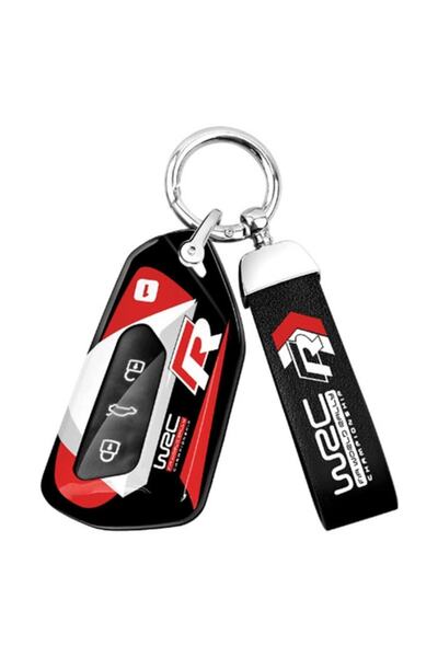 Xentech Light Key case / remote control red with white car and metal keychain VW and Skoda