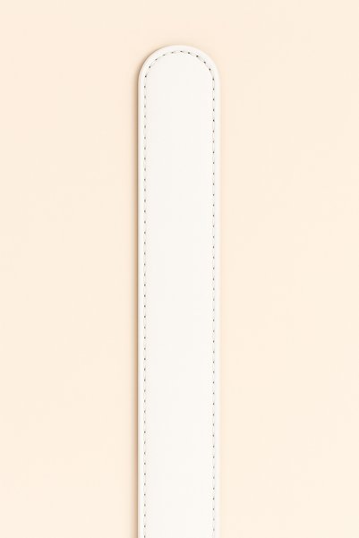 Çantachım Women's Belt White Leather Jeans and Fabric