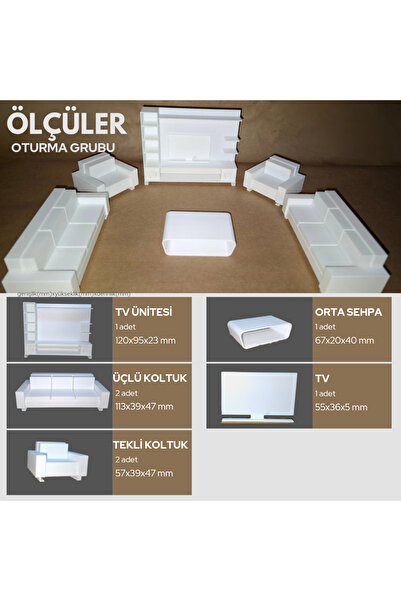 Home 1/20 ölçek maket oturma grubu mobilya seti-boyanabilir,minyatür