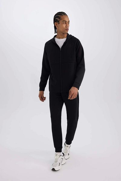 DeFacto Z9112 Μαύρο DeFactoFit Slim Fit Sportsman Slim Jogger Φούτερ με λεπτή εφαρμογή Skuba Diver Ύφασμα