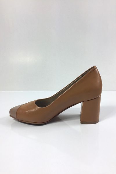 Tabak Deri Genuine Leather Stylish and Casual Classic Heeled Shoes Patterned in Colors and Shades - Tan