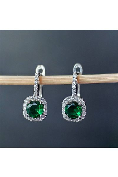 argint 925 Cercei piatra verde