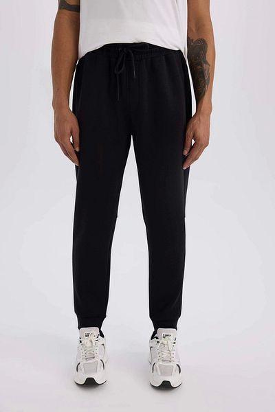 DeFacto Z9112 Μαύρο DeFactoFit Slim Fit Sportsman Slim Jogger Φούτερ με λεπτή εφαρμογή Skuba Diver Ύφασμα
