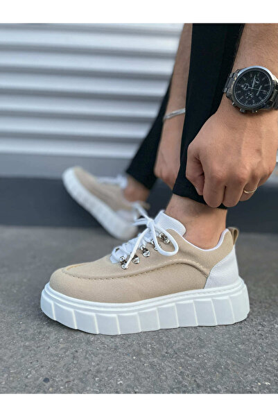 Zerenyus Jy010 Premium Cloud Thick Sole Men's Sneaker - Cream Suede