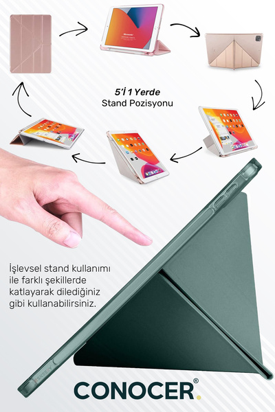 CONOCER Samsung Galaxy Tab S9 Fe Plus 12.4" Inch Case Tablet Case with Pen Compartment Folding Stand