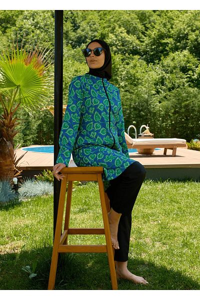 HOUSE OF MODEST Parachute Swimsuit Leaf Pattern