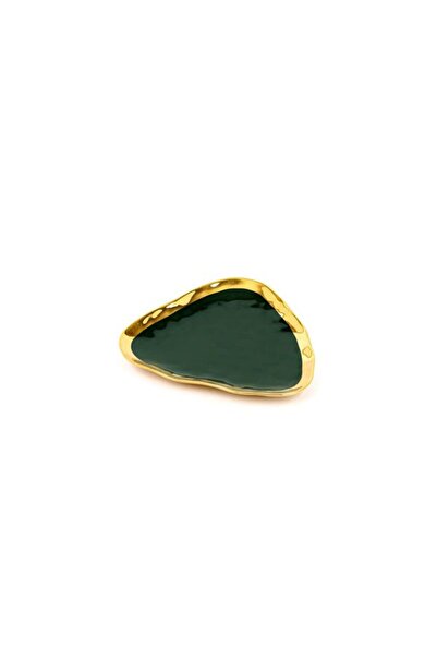 Alsaif Gallery Saif Gallery Porcelain Dessert Plate, 8", Gold-Green