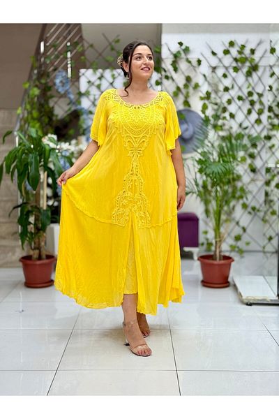 Punta Otantik Vl1420 Hürrem Voile Dress Yellow
