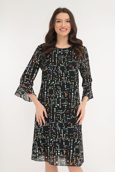 Vanessa Line RO Black veiled casual dress with multi-colored polka dots