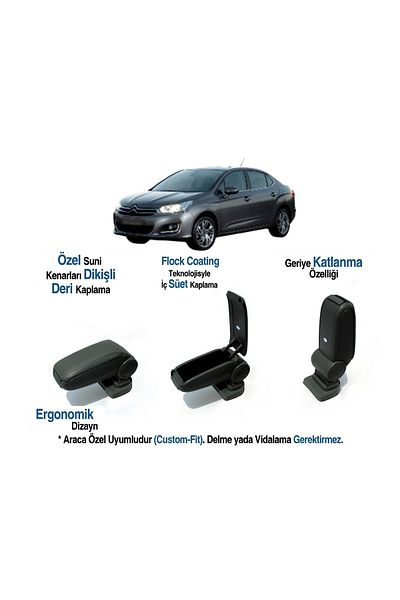 TUNAX OTO Ciröen C4/ C-Quatre Special for Car Armrest Armrest Without Screw 2009 2010 2011 2012
