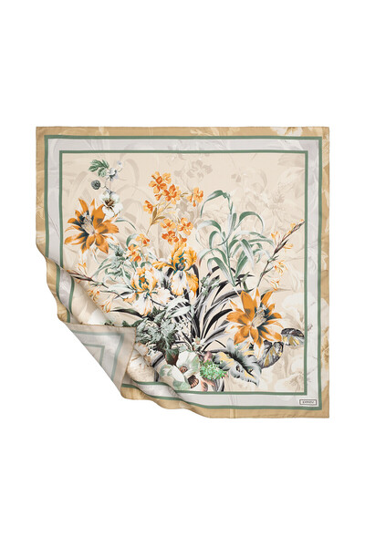 ipekevi Eșarfă de mătase Tivil Harvest Yellow Shadow Garden