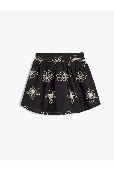 Koton Cotton Floral Patterned A-Line Skirt