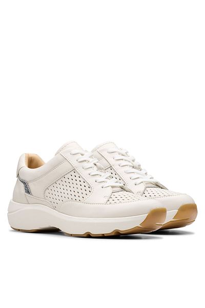 CLARKS Teniși de damă albi CLARKS-26181361 554 OFF WHITE COMBI