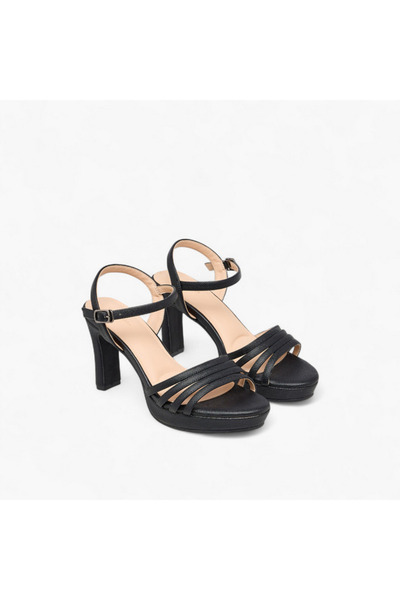 Flora Bella by Shoexpress صندل فلورا بيلا بطبعة حيوانية بكعب عريض مع مشبك للإ...