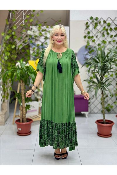 Punta Otantik Vl2072 Ruched Hem Voile Dress Khaki