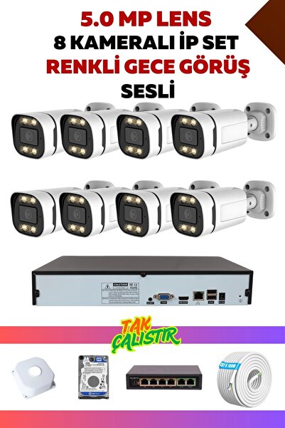 OEM 8 Kameralı Set - 5MP Sony Lensli 4.0 MP İp Gece Görüşlü Güvenlik Kamerası...
