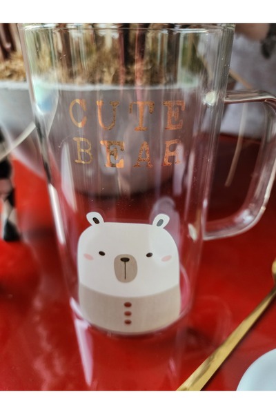 LAMONETA Cute Animals Glass Cup Bear - Rabbit - Cat Glass Mug with Gold Spoon High Temperature Resistant