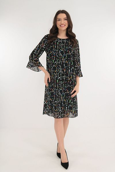 Vanessa Line RO Black veiled casual dress with multi-colored polka dots