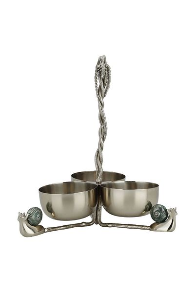 Alsaif Gallery Hala Tray Stainless Steel Alsaif Gallery, 3 Compartments - Gold
