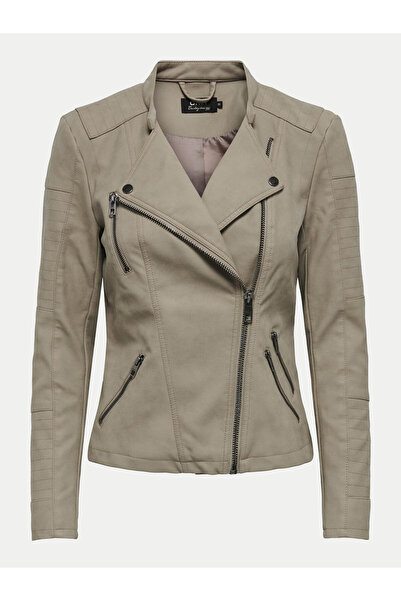 ONLY Jachetă de damă din imitație de piele bej ONLY-15102997 TEAK Uzat