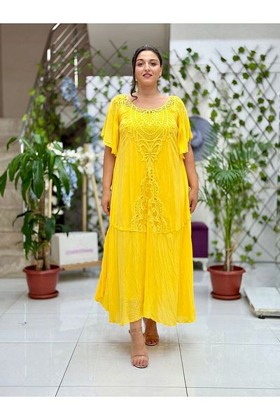 Punta Otantik Vl1420 Hürrem Voile Dress Yellow