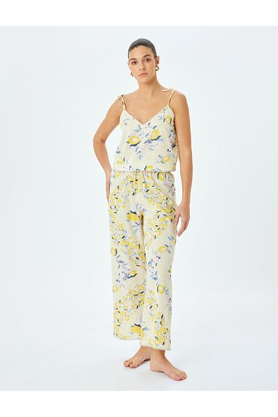 Koton Lemon Printed Comfortable Fit Cotton Pajama Bottoms