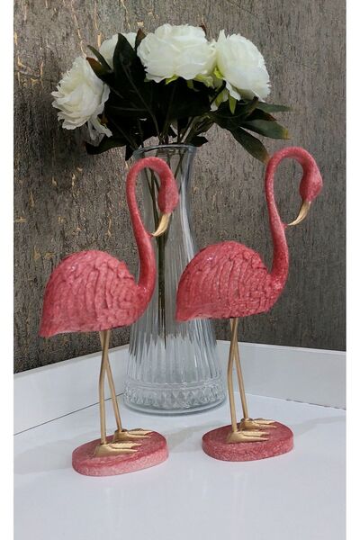 Elioure Nar çiçeği ve flamingo temalı şık biblo seti, dekoratif ve estetik de...