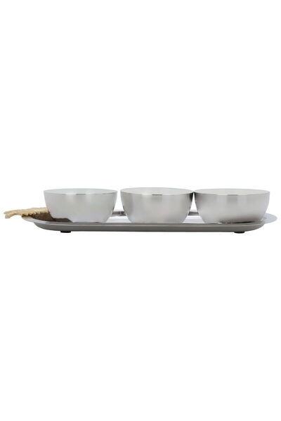 Alsaif Gallery Saif Gallery Steel Yogurt Serving Set, 13 x 33 cm, Oval Plate,...