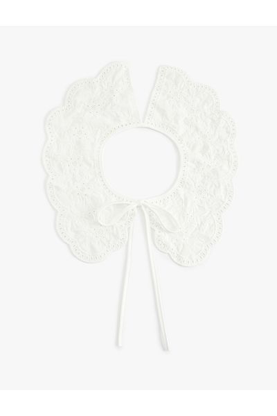 Koton Lace-Up Embroidered Scallop Detachable Collar