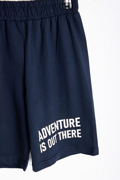 Cansın Mini Mint Leaf Printed Crew Neck Boys 2-Piece Shorts Set 21059