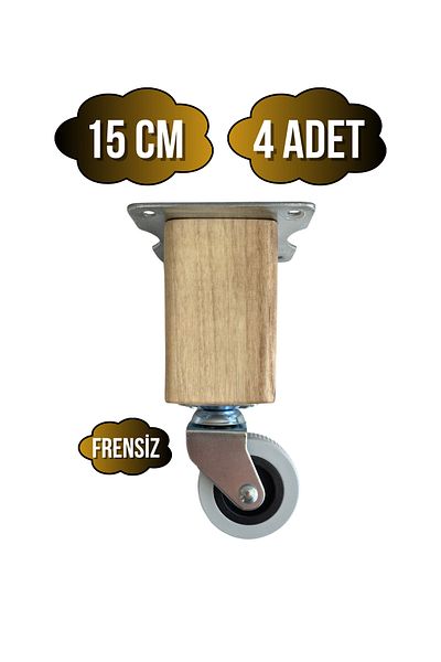 GOLDENWOODEN Kale Wooden Wheel Leg Furniture Table Cabinet Wheel Leg (Without Brake)(15cm)(Walnut Tree)(4 Pcs)