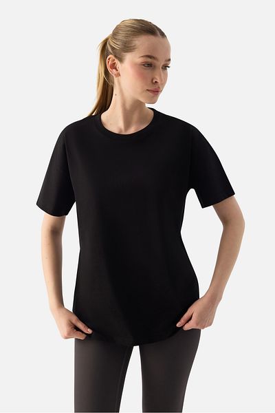Superstacy Elora Comfortable Fit Oversize Black T-Shirt